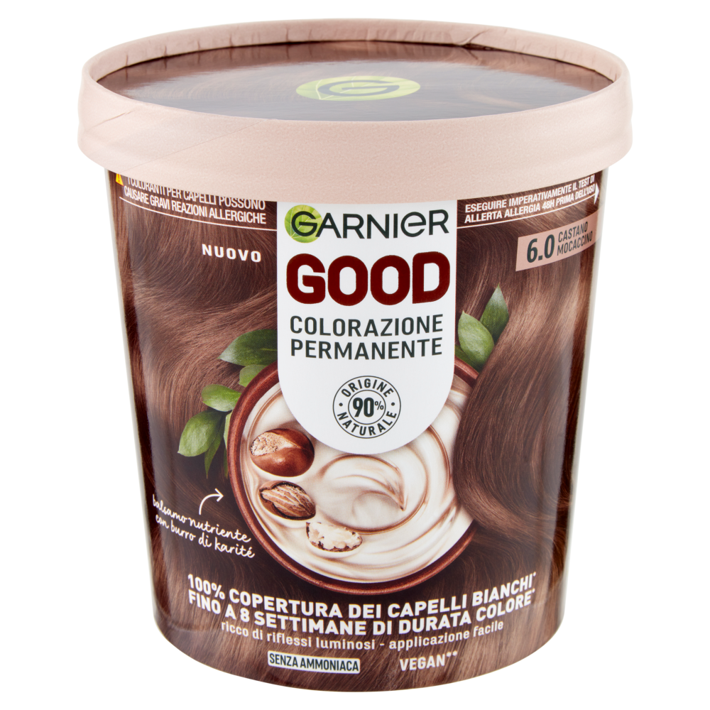 Garnier GOOD 6.0 Castano Mocaccino, colorazione permanente senza ammoniaca, 90% di origine naturale