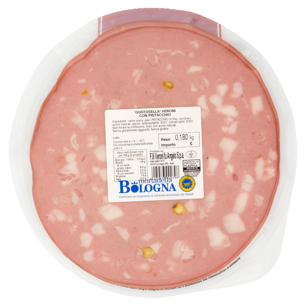 Veroni mortadella Bologna IGP con Pistacchio 0,180 Kg