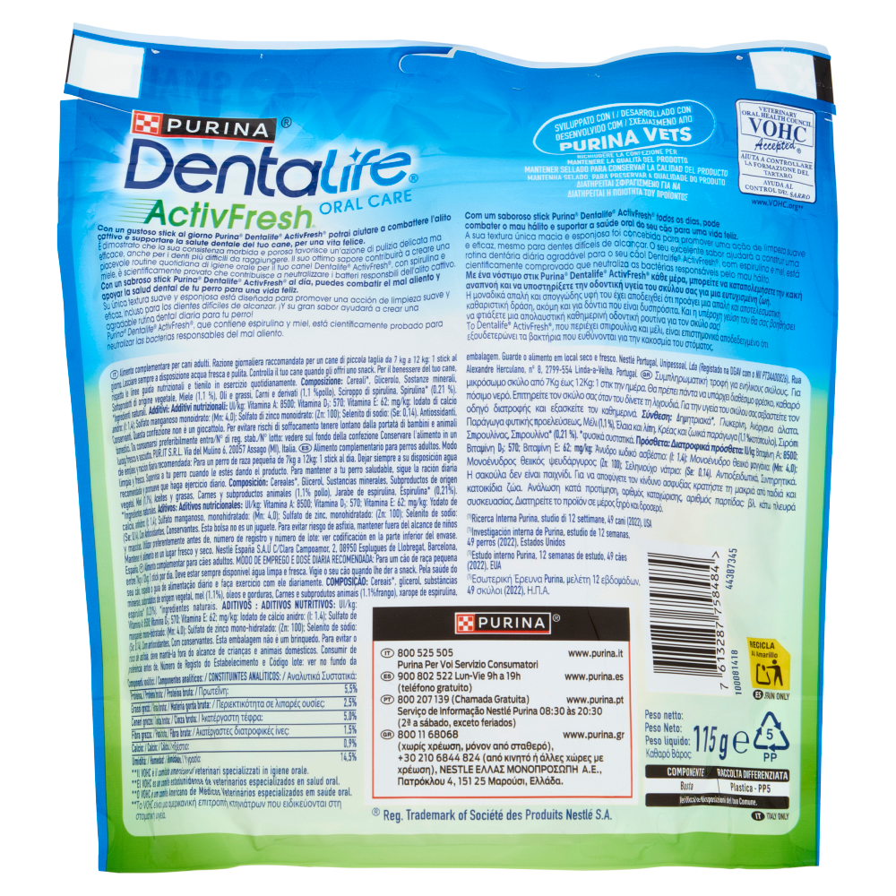 PURINA DENTALIFE ActivFresh Small Busta 7 Sticks 115 g