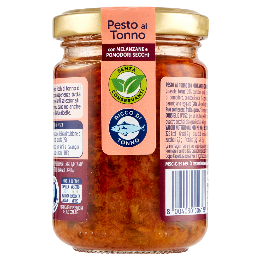 Rio mare Pesto al Tonno con Melanzane e Pomodori Secchi 130 g