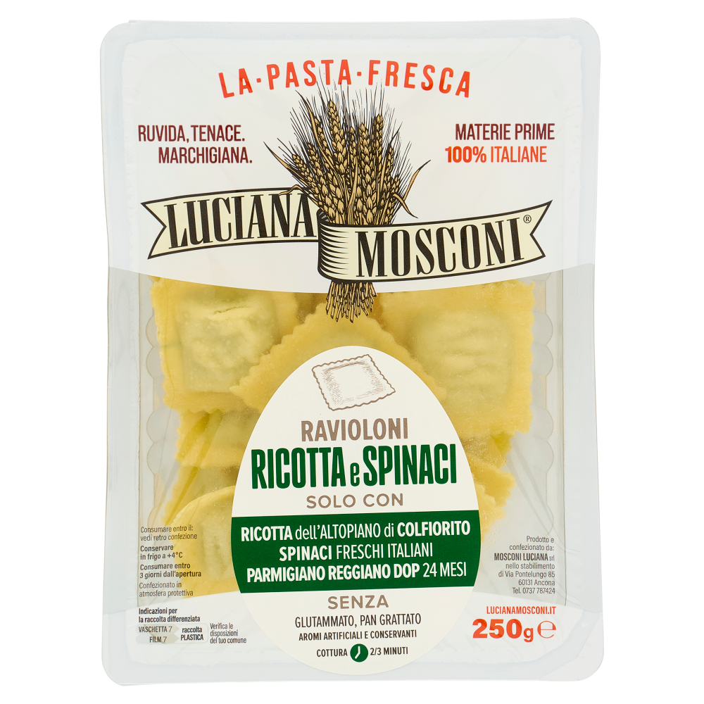 Luciana Mosconi La Pasta Fresca Ravioloni Ricotta e Spinaci 250 g