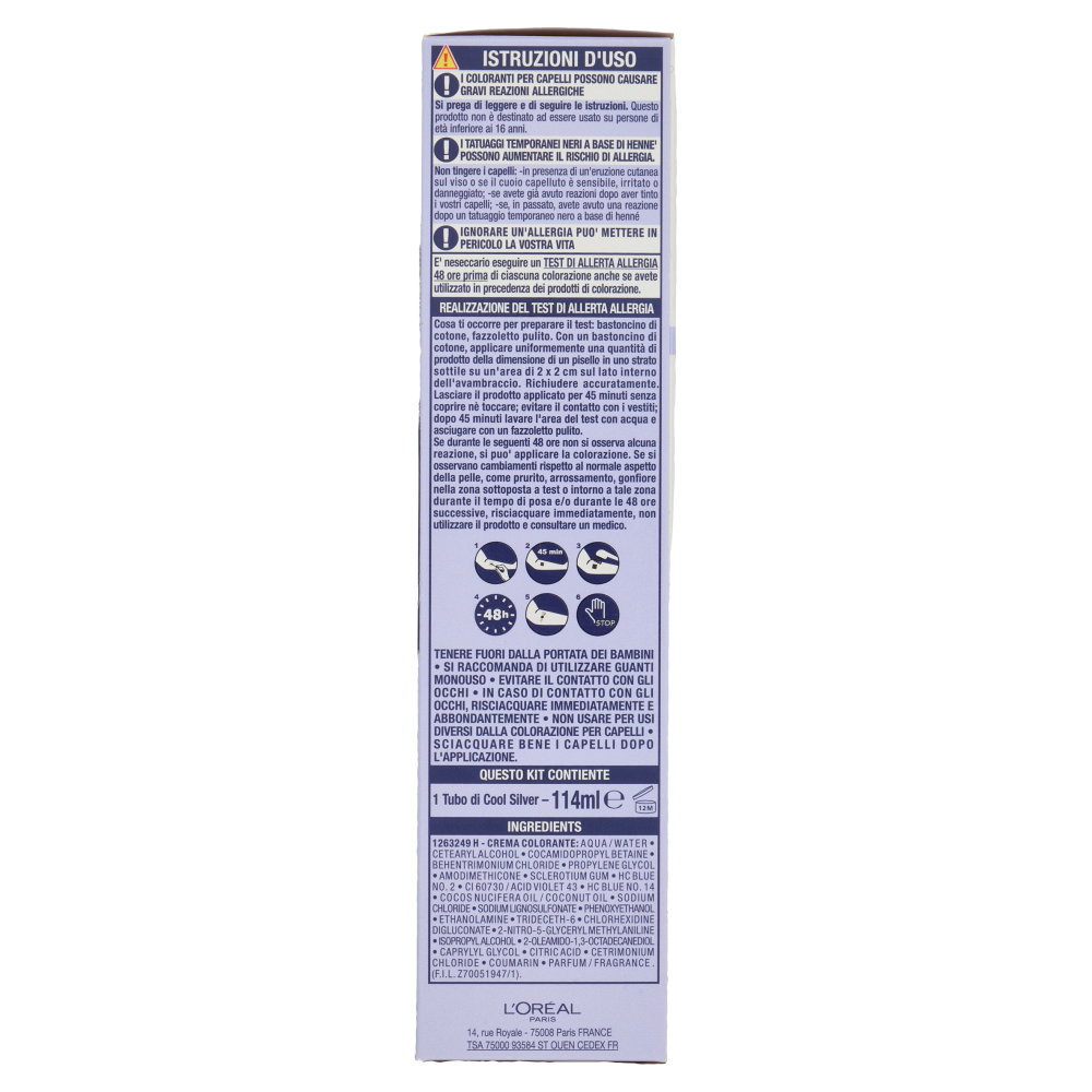 L'Or&eacute;al Paris Cool Silver Bianco Perla Trattamento Ravvivante, per Capelli Bianchi, 114 ml
