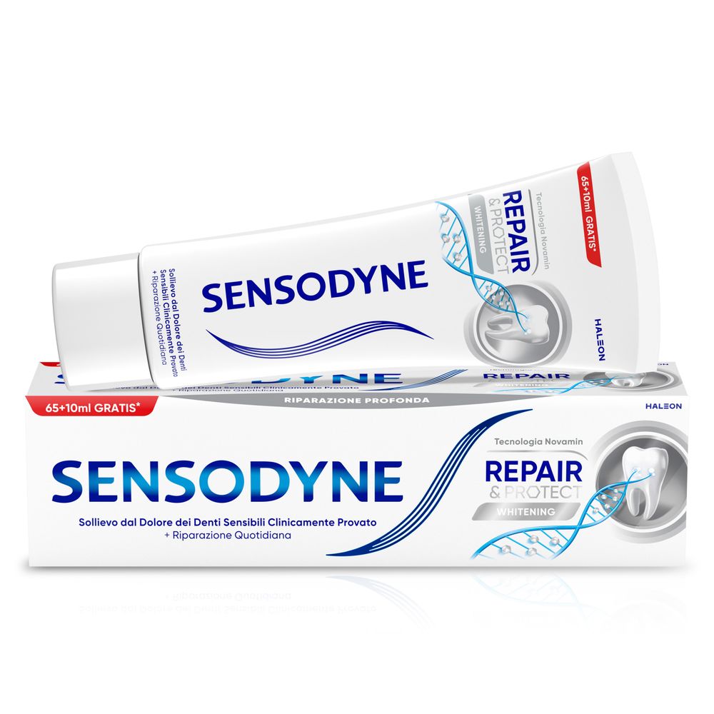 Sensodyne Repair and Protect Whitening, Dentifricio Denti Sensibili, 65+10ml gratis*