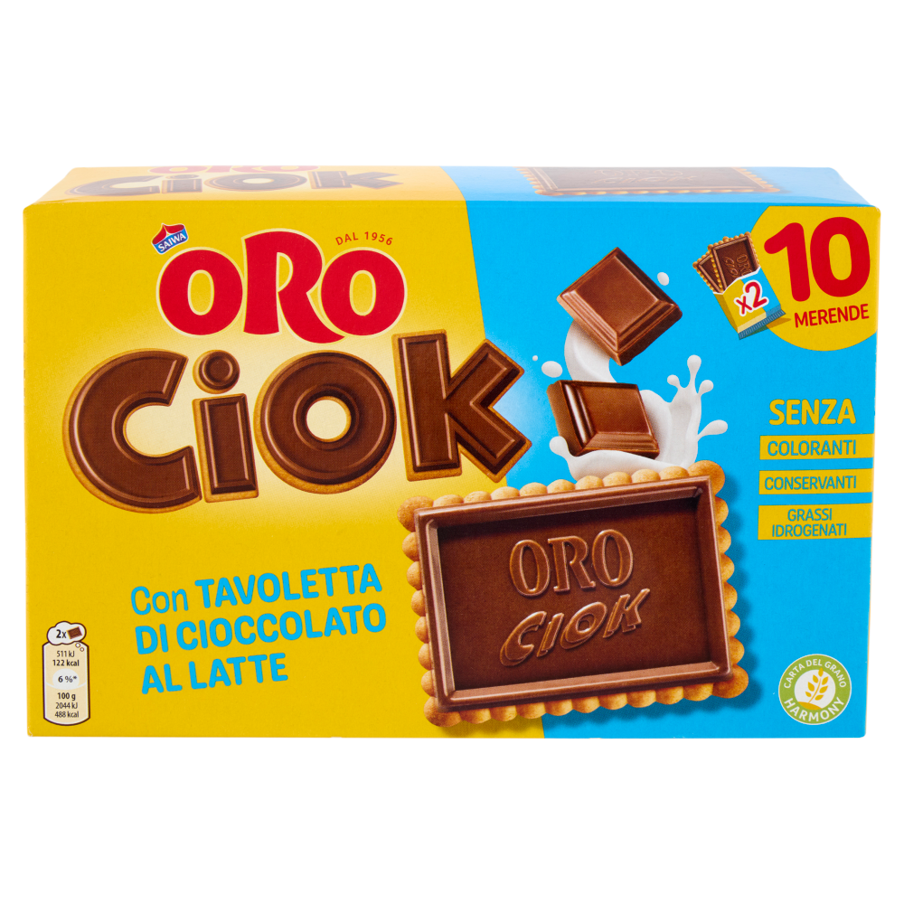 Oro Ciok biscotto con tavoletta di cioccolato al latte - 10 x 25 g