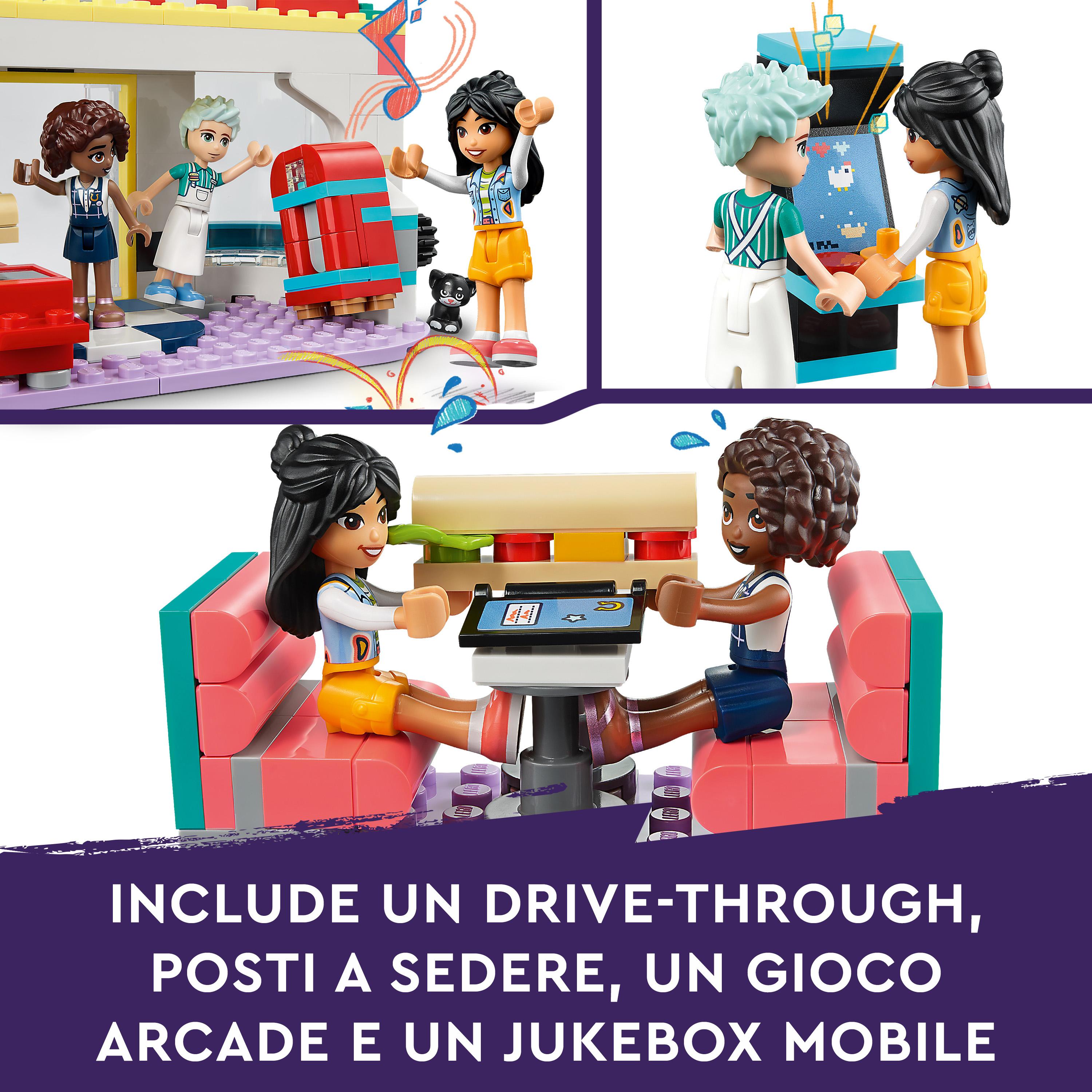 LEGO Friends 41728 Ristorante nel Centro di Heartlake City, Giochi per Bambini 6+ Anni, Mini Bamboline Liann, Aliya e Charli