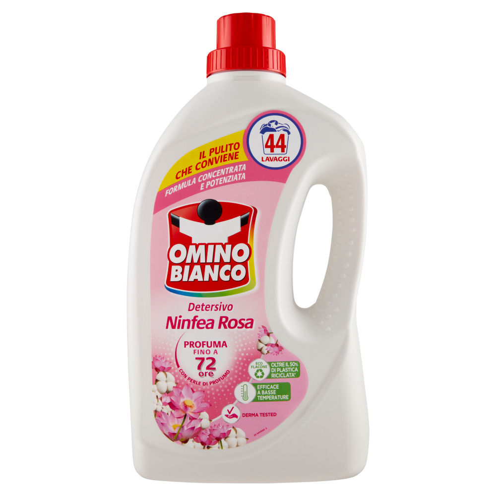 Omino Bianco Detersivo Lavatrice Liquido Ninfea Rosa 44 Lavaggi 1760 ml