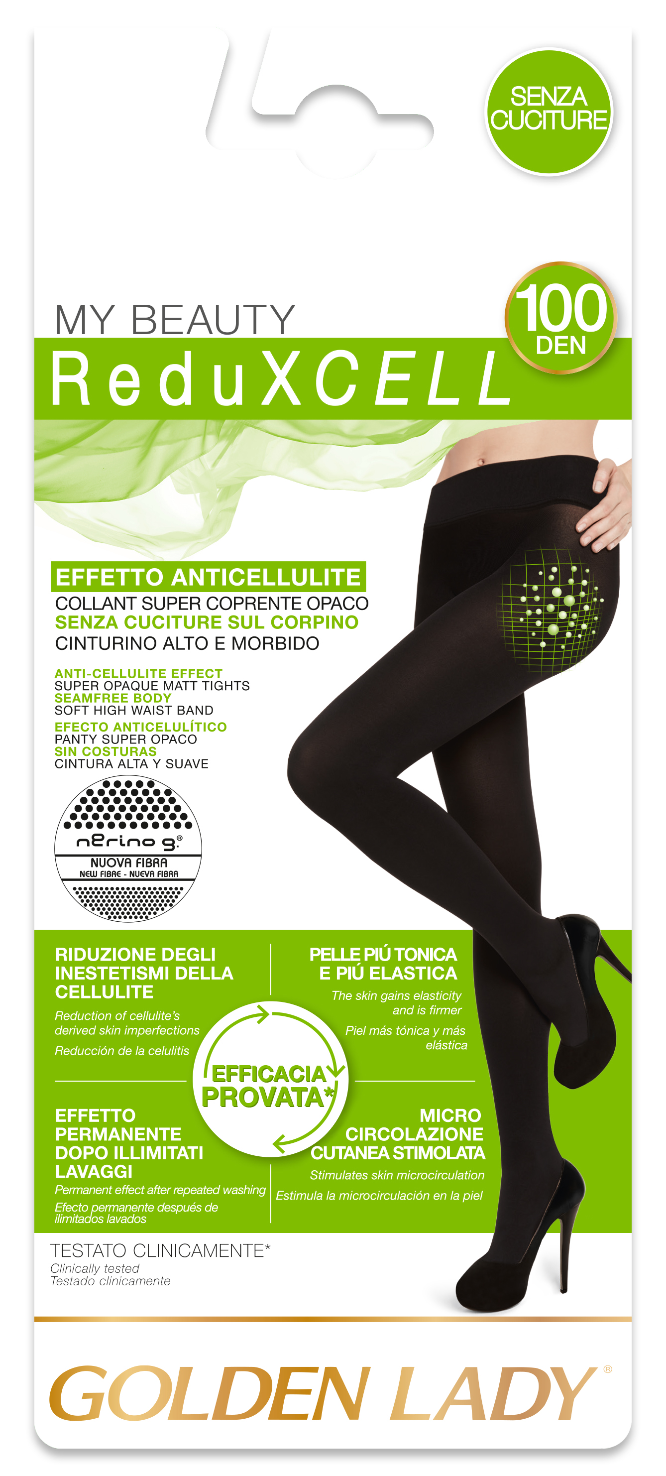 Golden Lady Collant Reduxcell 100 Den nero taglia XL