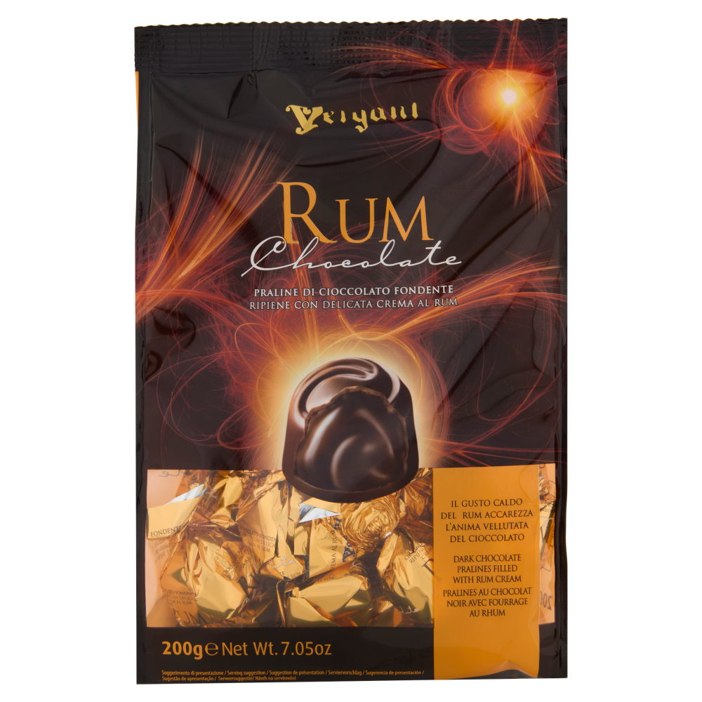 Vergani Rum Chocolate Praline di Cioccolato Fondente 200 g