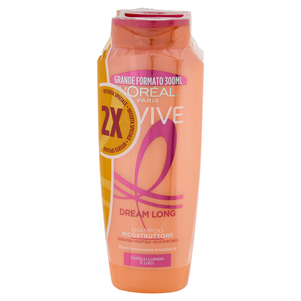 Elvive Dream Long Shampoo Ricostruttore, per Capelli Lunghi e Lisci, 2 x 300 ml