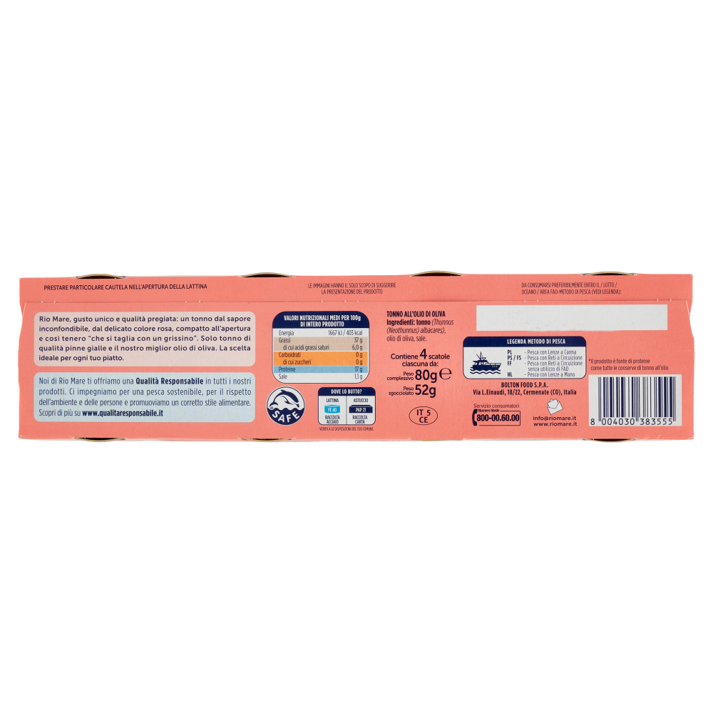 Rio mare Tonno all'Olio di Oliva 4 x 80 g