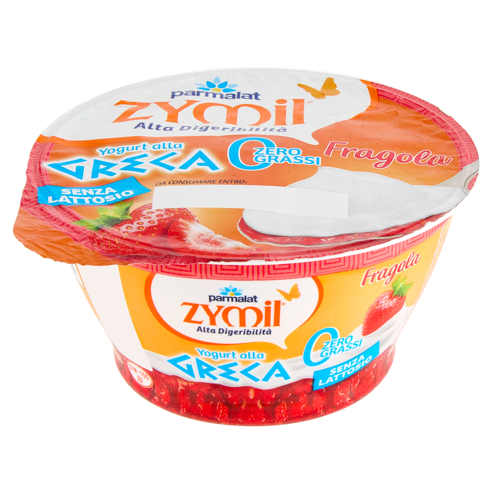 ZYMIL Alta Digeribilit&agrave; Senza Lattosio Yogurt alla Greca Zero Grassi Fragola 150g