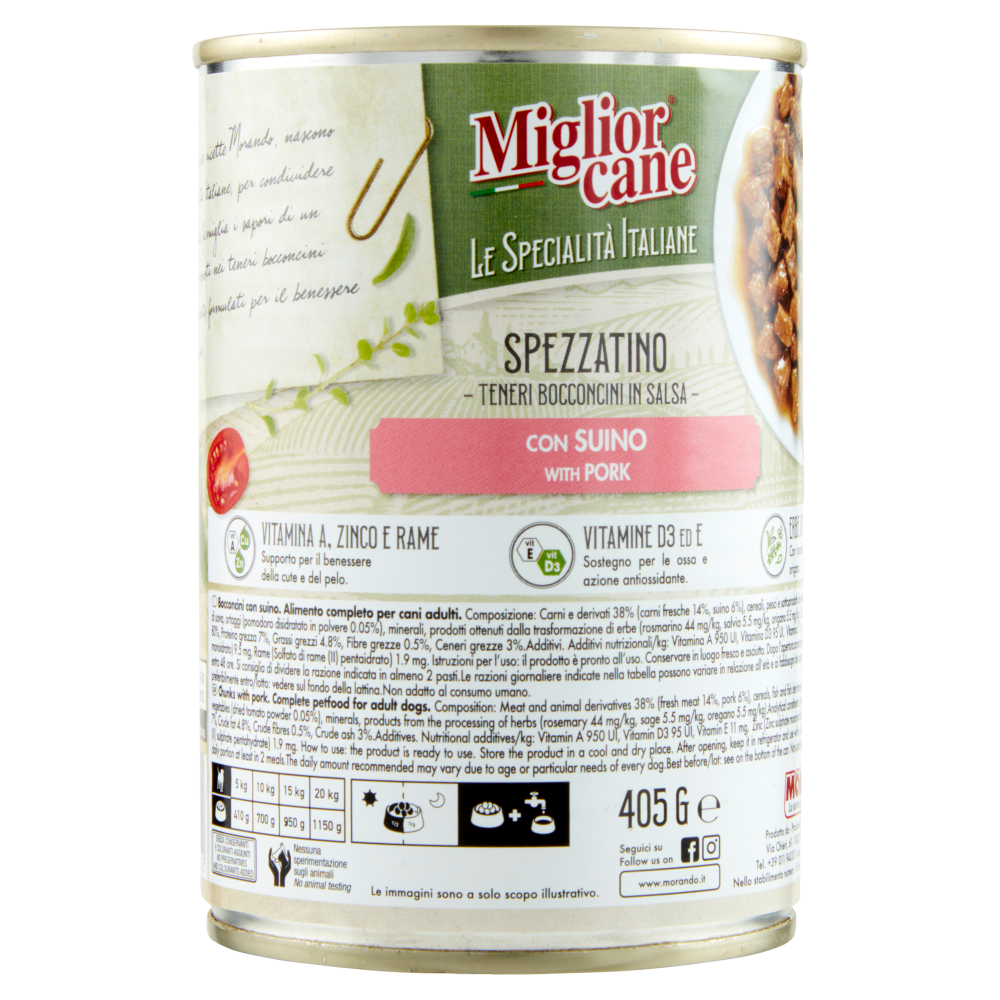 Migliorcane Le Specialità Italiane Spezzatino con Suino 405 G