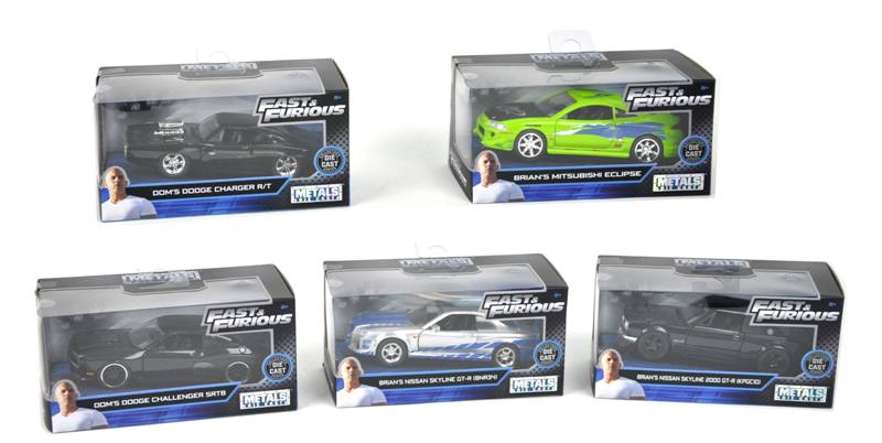 Simba Toys Fast And Furious Auto Scala 1:32 In Display Die-Cast, Funzionamento A Ruota Libera, Parti Apribili 6 Asst.