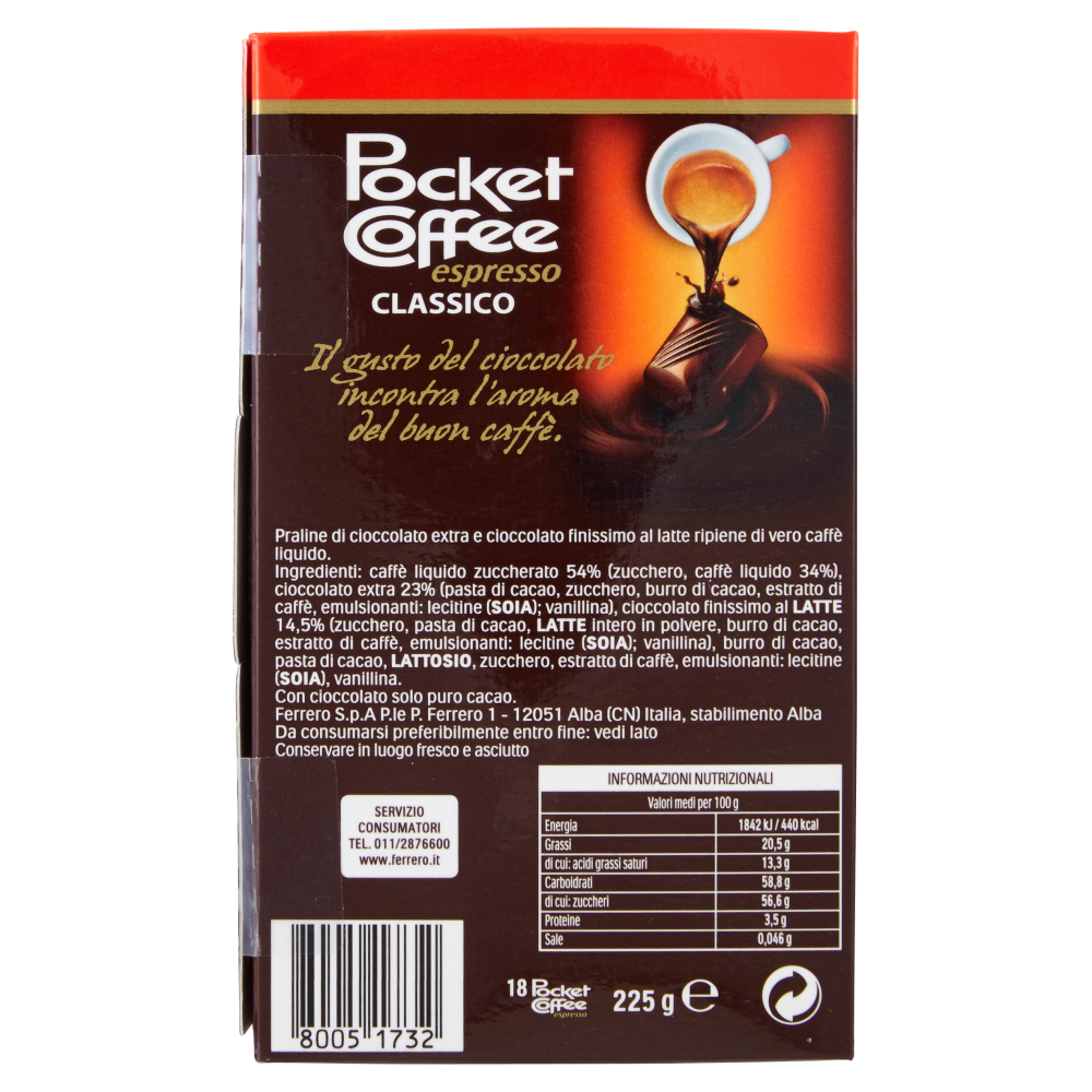 Pocket Coffee espresso Classico 18 Pezzi 225 g