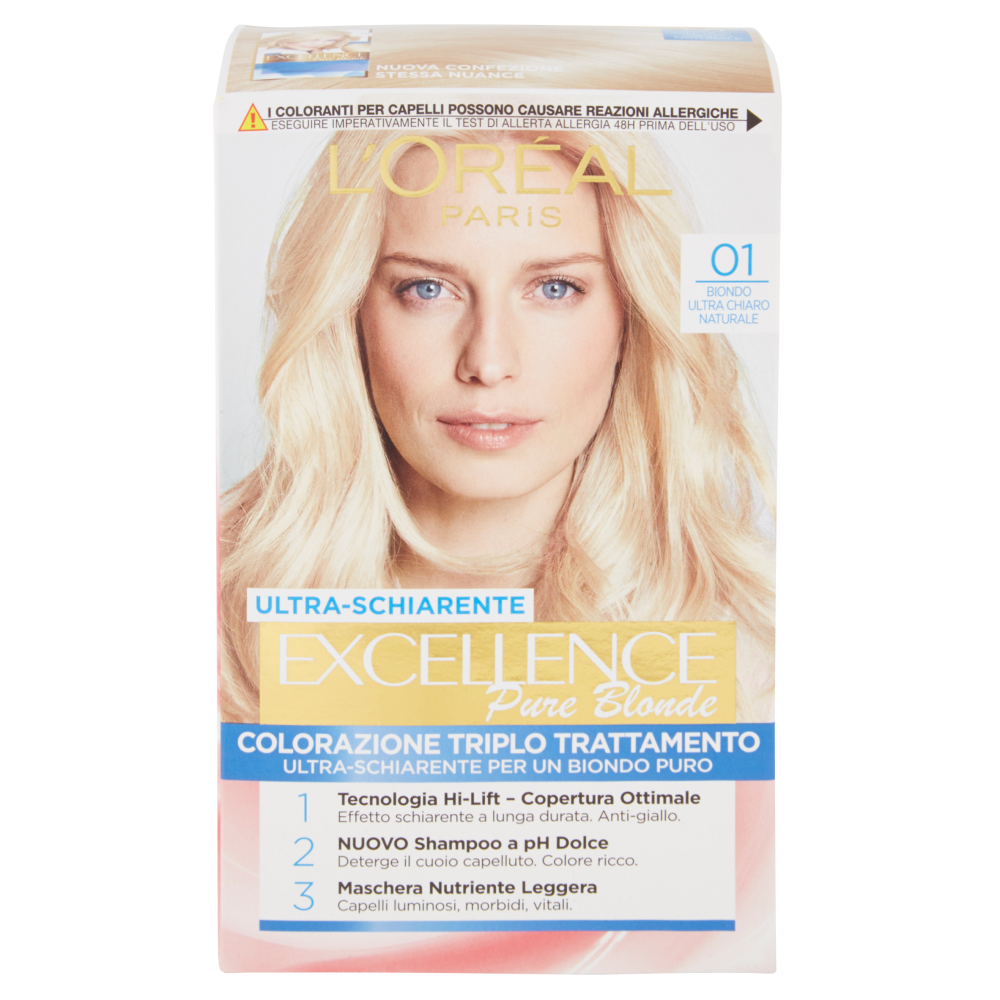 L'Oréal Paris Excellence Crema colorante triplo trattamento avanzato, 01 Biondo UltraChiaro Naturale