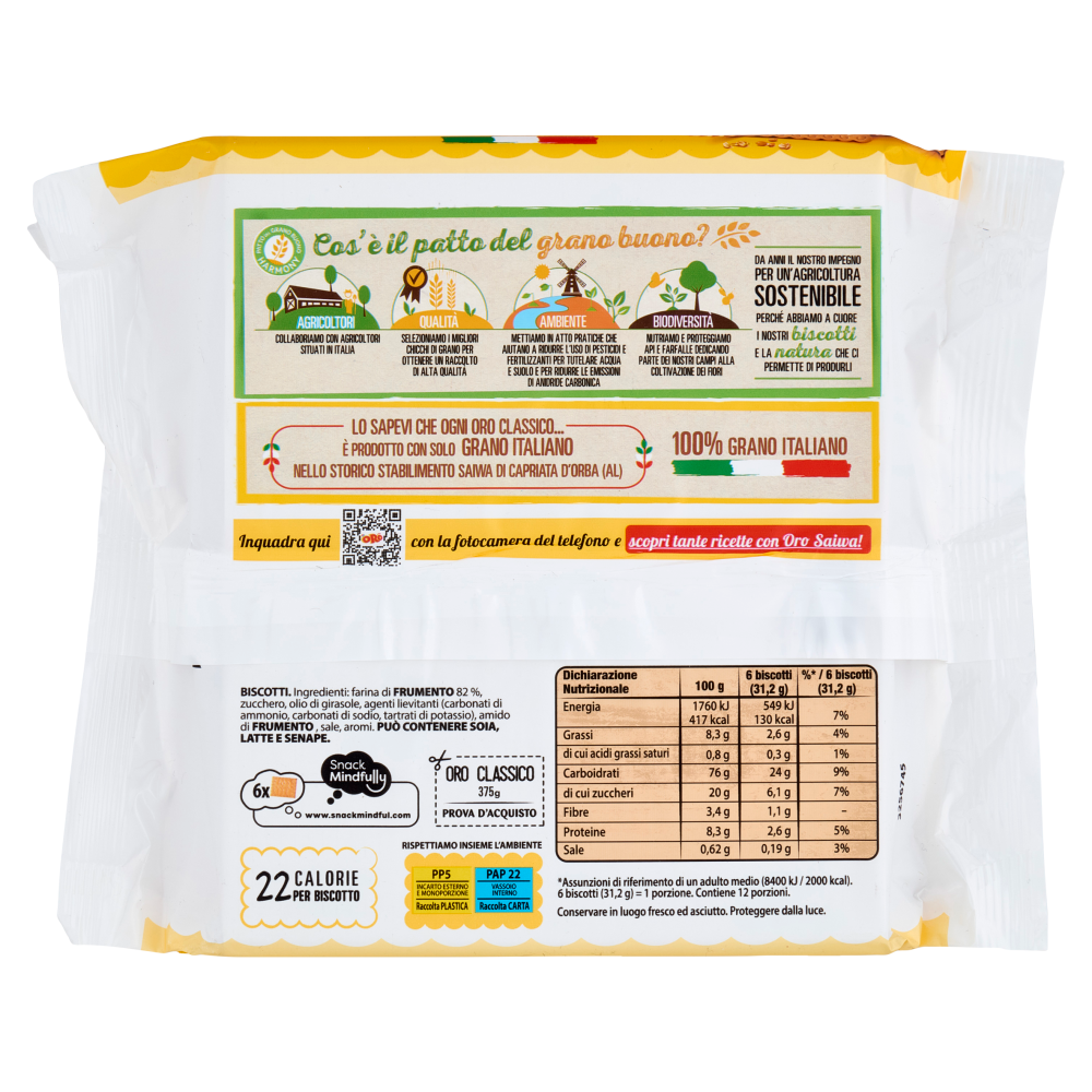 Oro Saiwa biscotti secchi Classici - 375 g