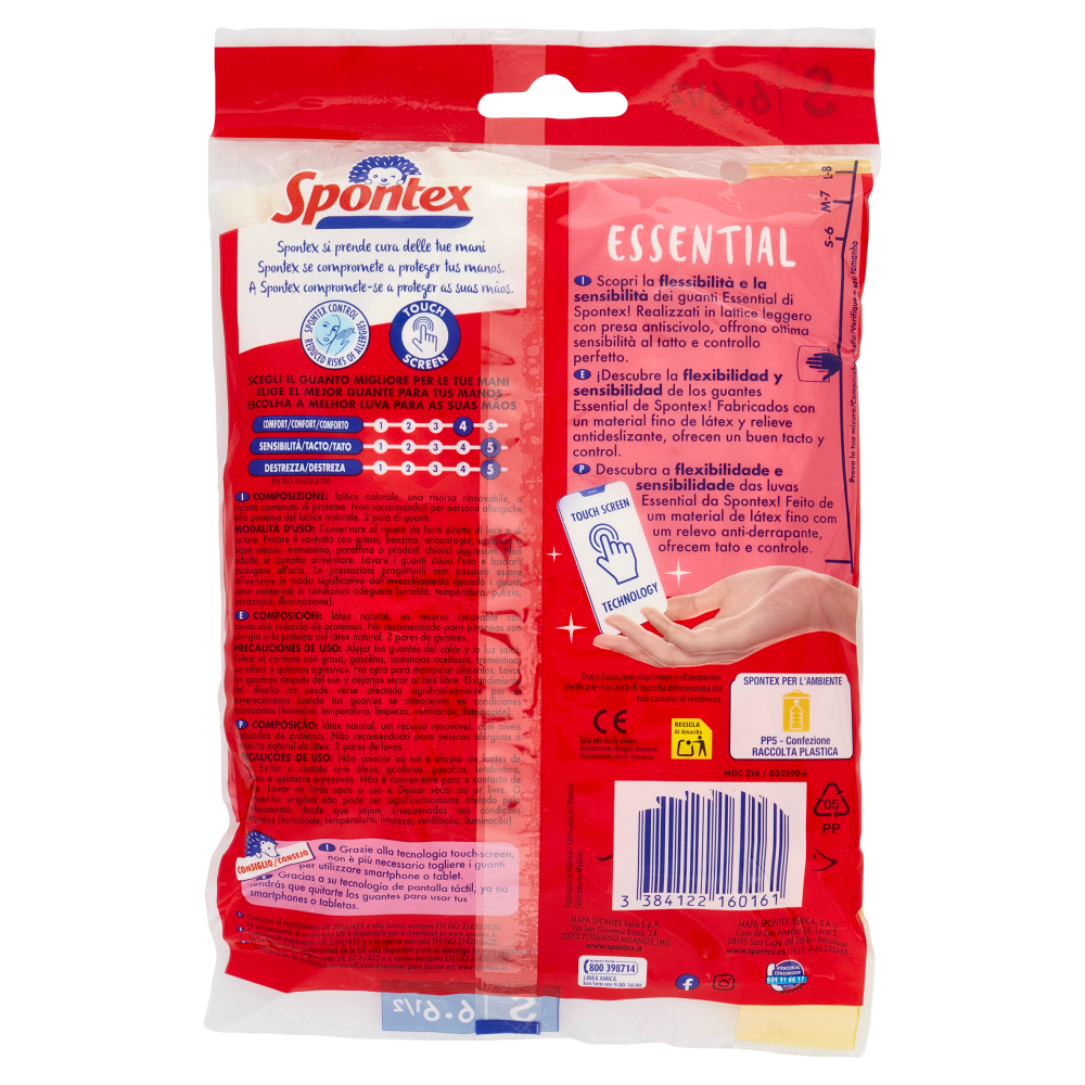 Spontex Guanti Casalinghi Essential 2+2 Taglia S 