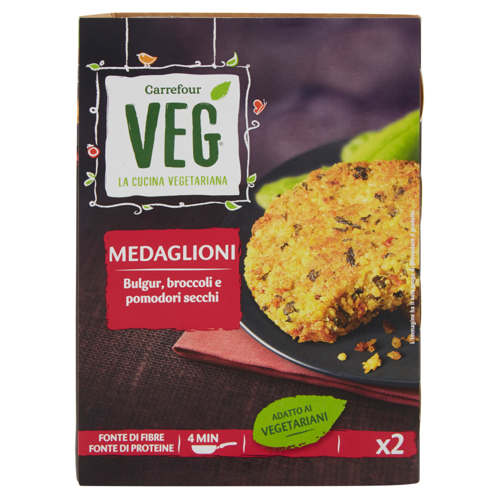 Carrefour Veg Medaglioni Bulgur, broccoli e pomodori secchi 2 x 90 g