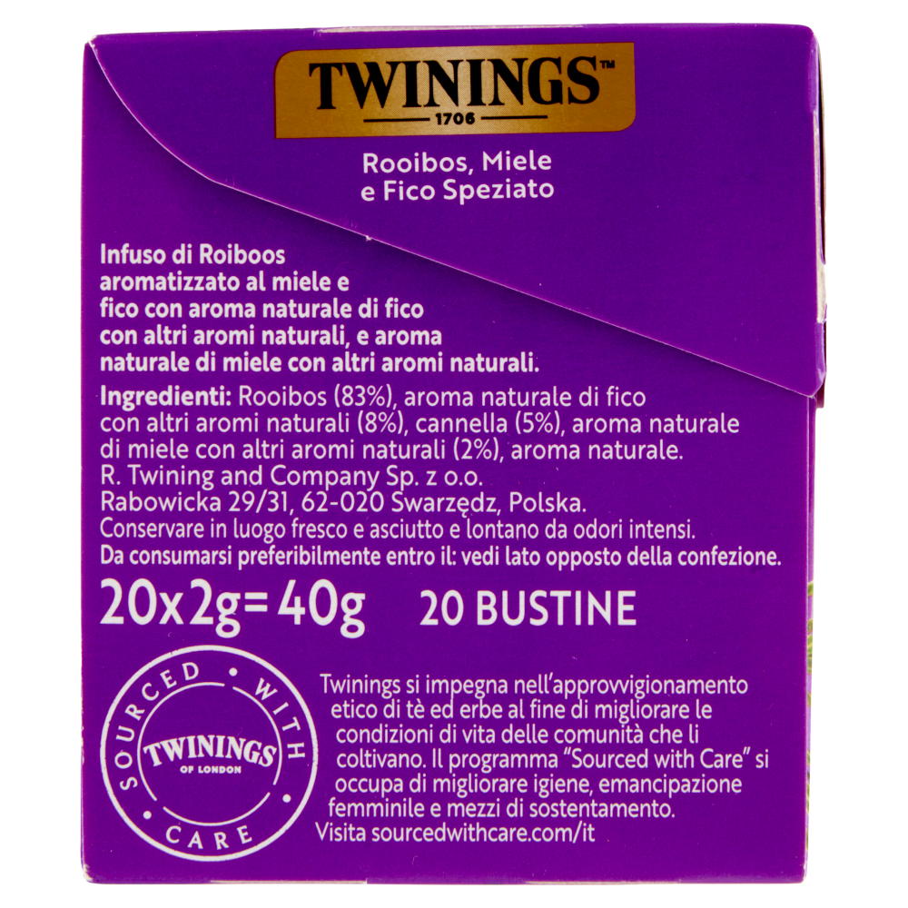Twinings Infusi aromatizzati Sensations Rooibos, Miele e Fico Speziato 20 x 2 g