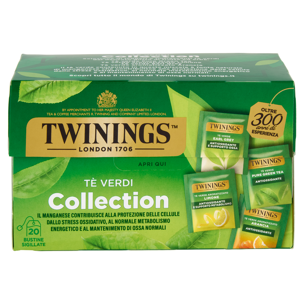 Twinings Tè Verdi Collection Confezione con 5 diversi tè verdi aromatizzati 20 filtri The 40 g
