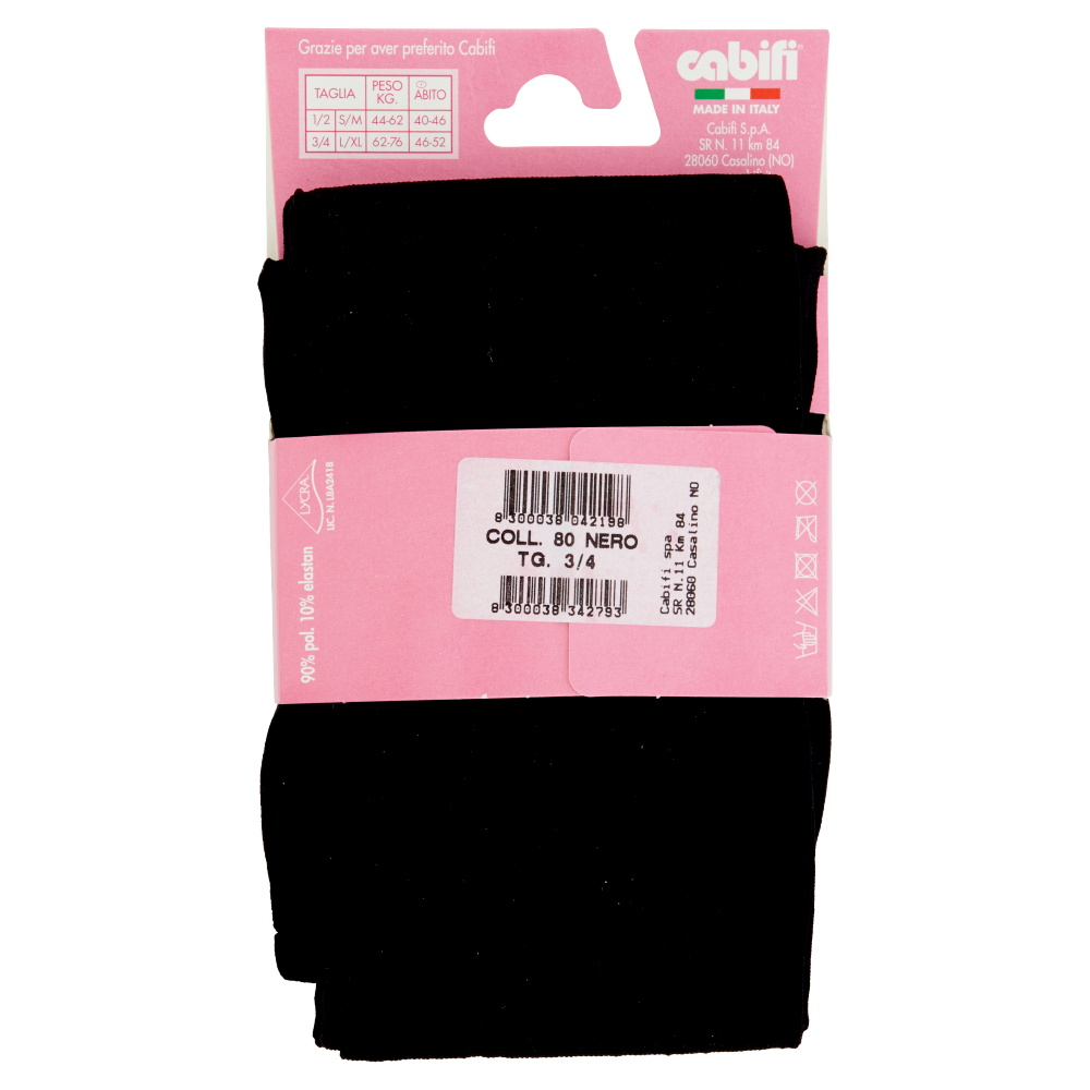 cabifi Collant Supercoprente 80 Microfibra Tg. 3/4 Nero