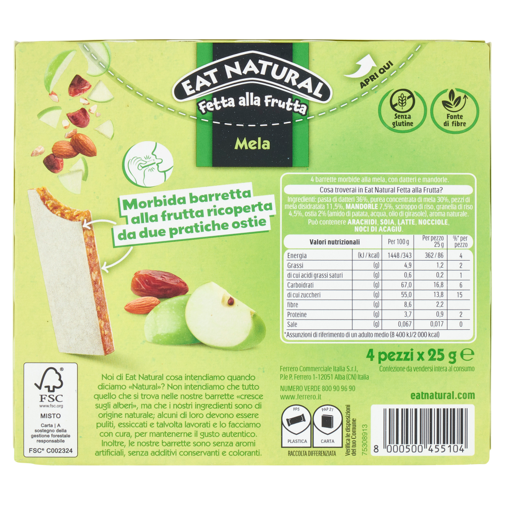 Eat Natural Fetta alla Frutta Mela 4 x 25 g