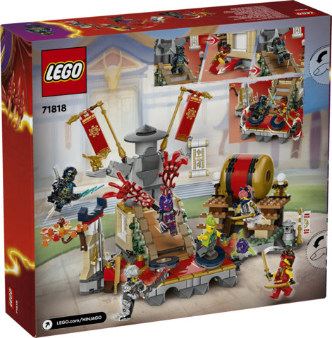 LEGO NINJAGO 71818 Torneo: Arena di Battaglia, Giochi per Bambini 7+ Anni con 6 Minifigure e Tempio con Funzioni da Costruire