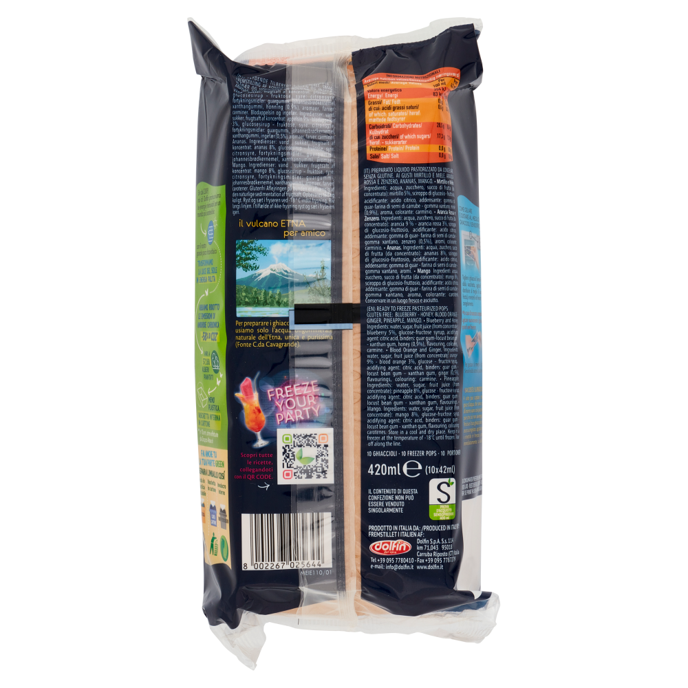 dolfin sensofreddo il Ghiacciolo ananas, mango, arancia rossa e zenzero, mirtillo e miele 10 x 42 ml