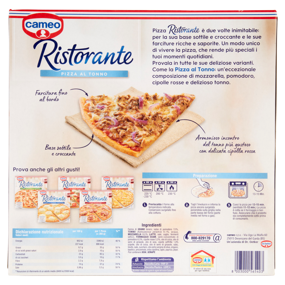 cameo Ristorante Pizza al Tonno 355 g