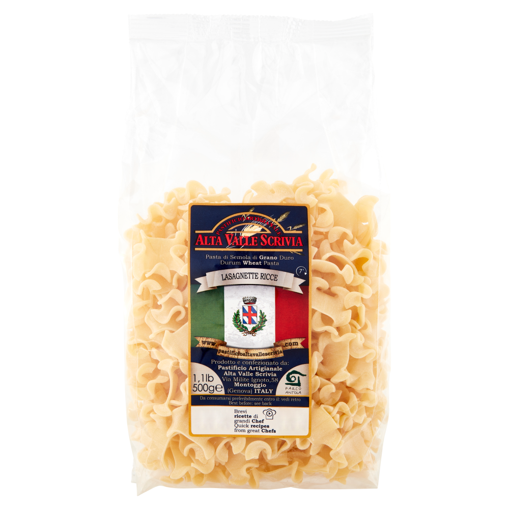 Pastificio Artigianale Alta Valle Scrivia Pasta di Semola di Grano Duro Lasagnette Ricce 500 g