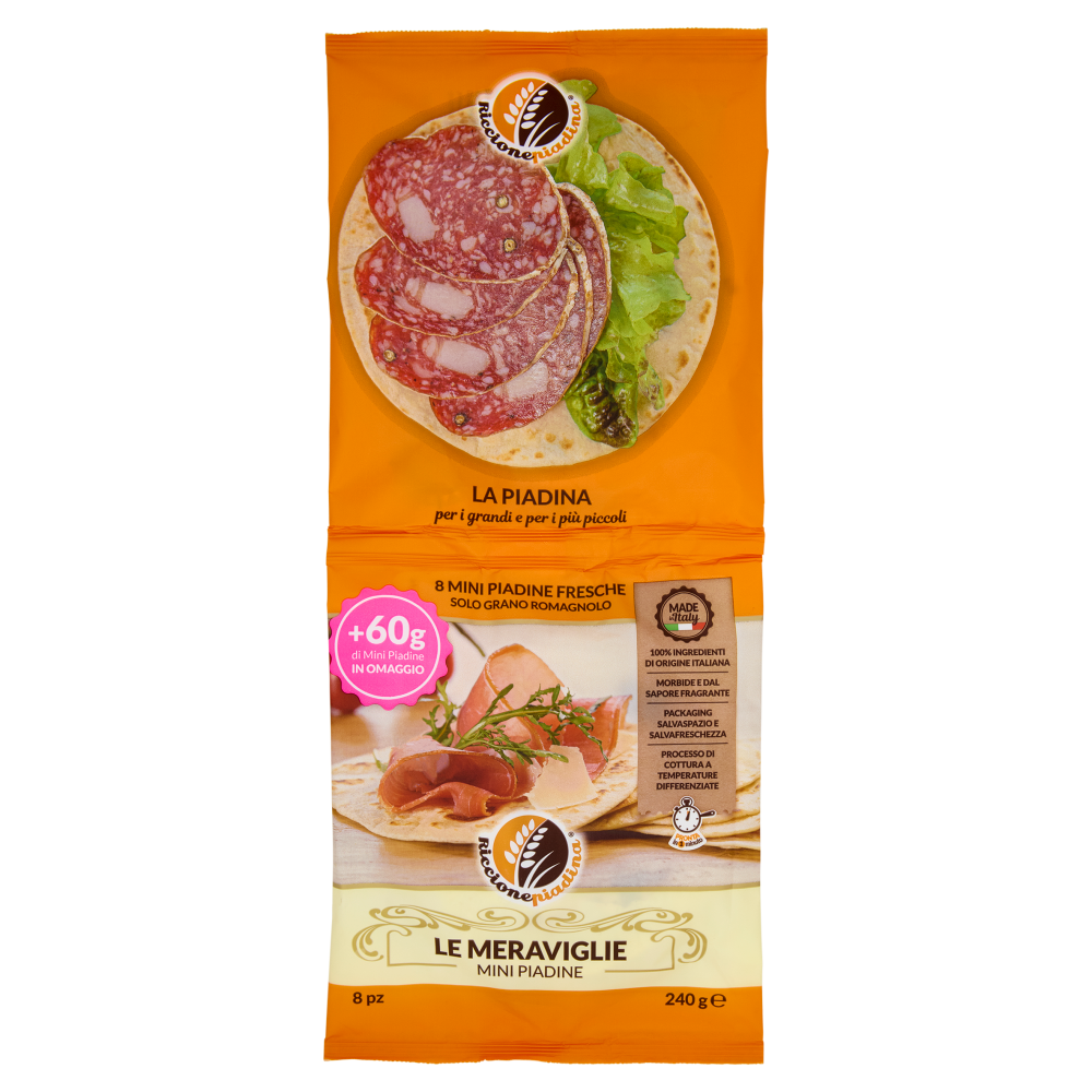 Riccionepiadina le Meraviglie Mini Piadine 8 pz 240 g