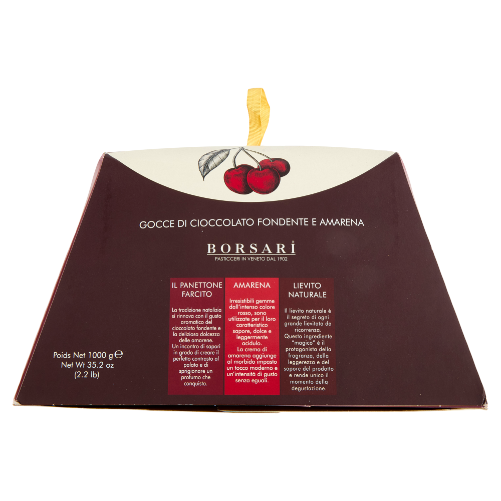 Borsari Panettone con Gocce di Cioccolato Fondente e Amarena 1000 g