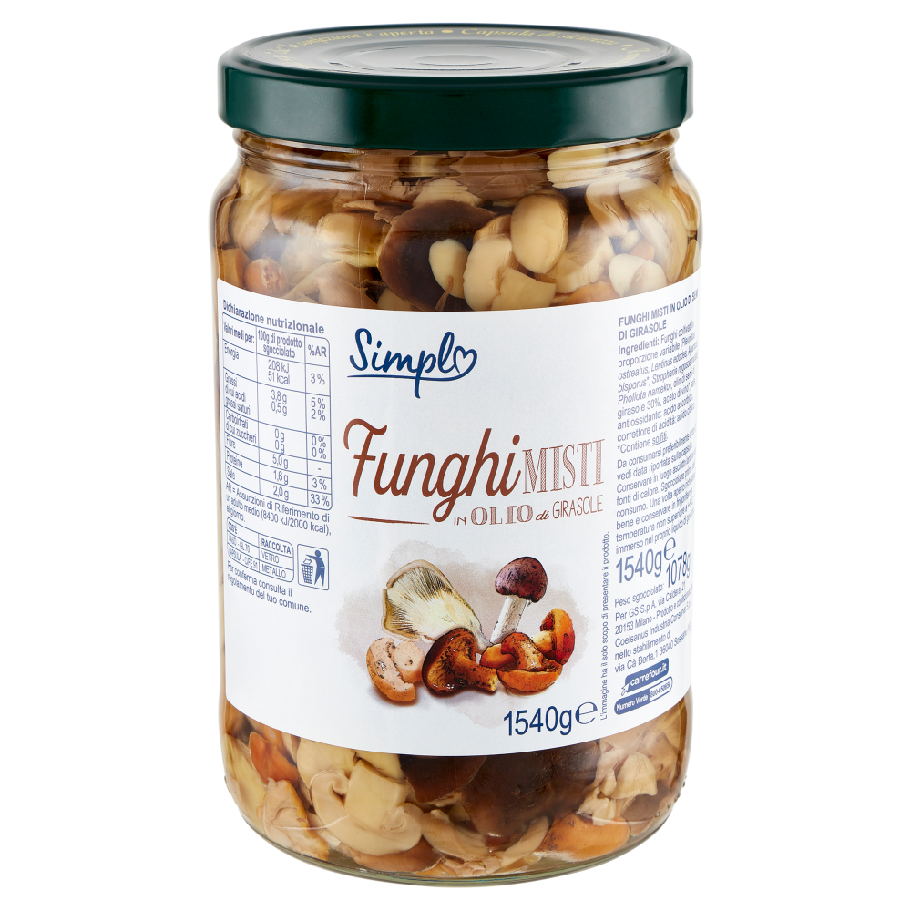 Simpl Funghi Misti in Olio di Girasole 1540 g