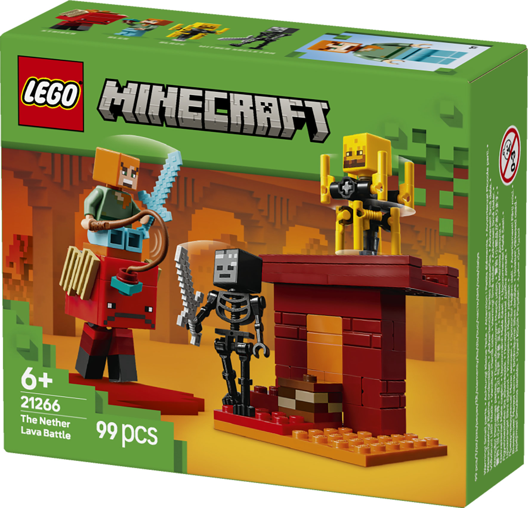 LEGO Minecraft 21266 Battaglia sul Ponte del Nether, Gioco d'Avventura Bambini 6+ con Funzioni e 4 Personaggi dal Videogioco