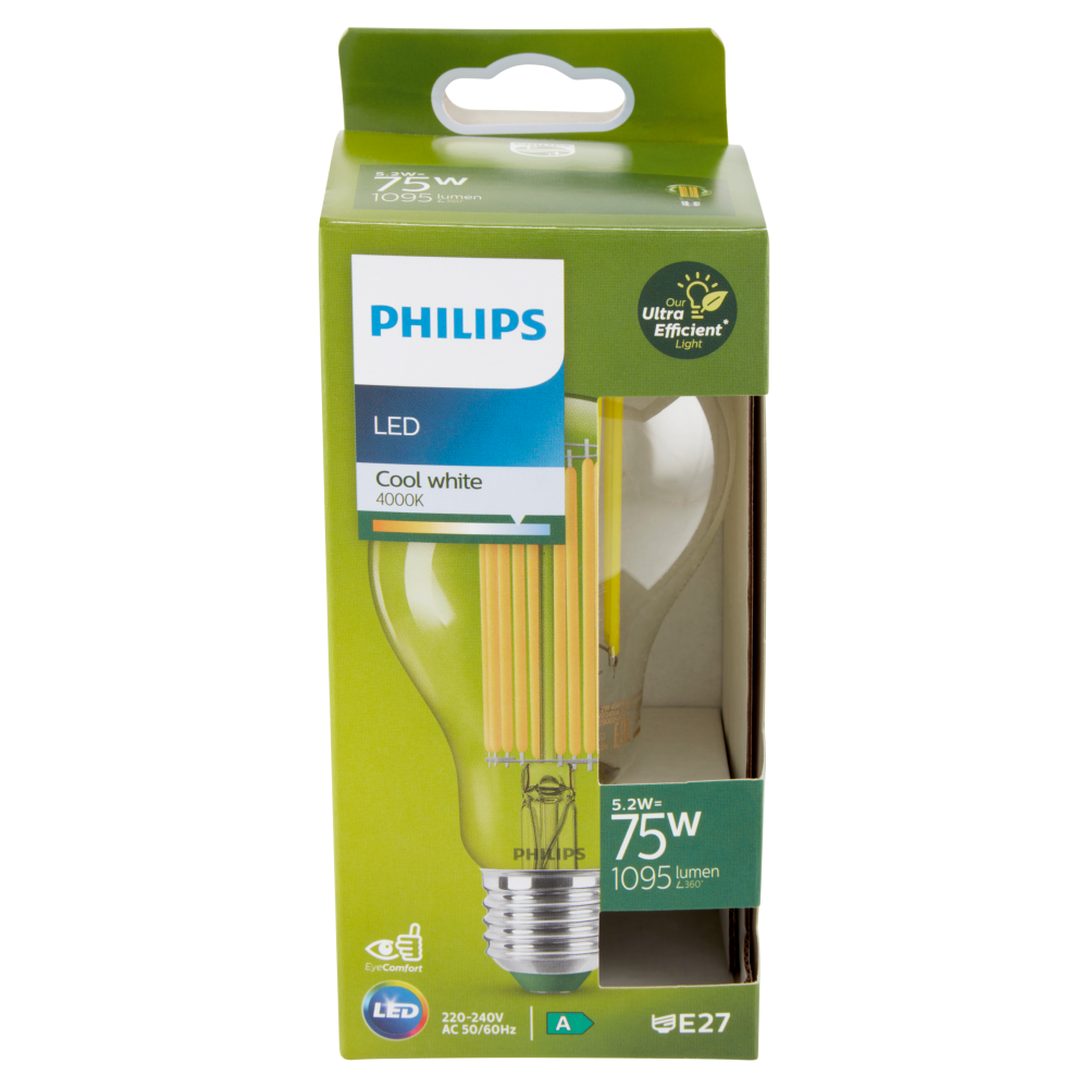 Philips Led Goccia Vetro Filamento 75W E27 4000K 