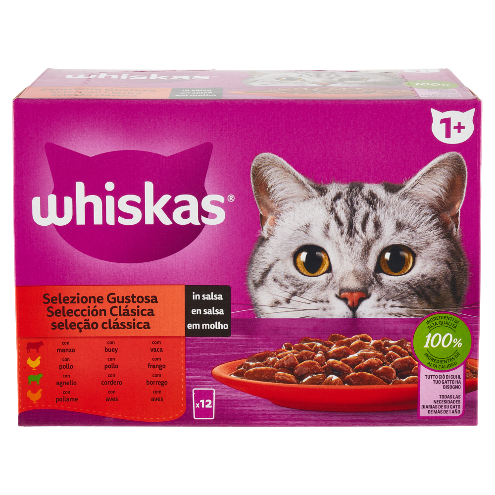 Whiskas Selezione Gustosa in salsa con manzo, con pollo, con agnello, con pollame 12 x 85 g