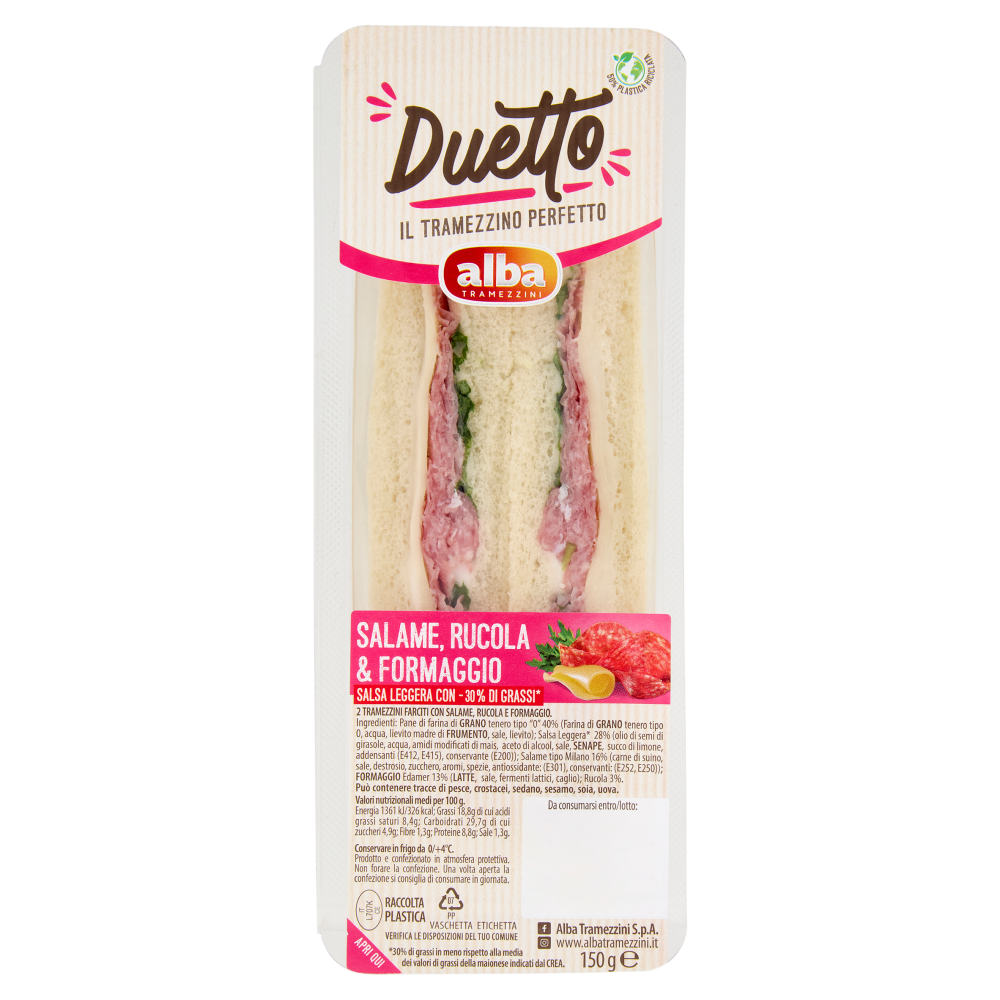alba Tramezzini Duetto Salame, Rucola & Formaggio 150 g