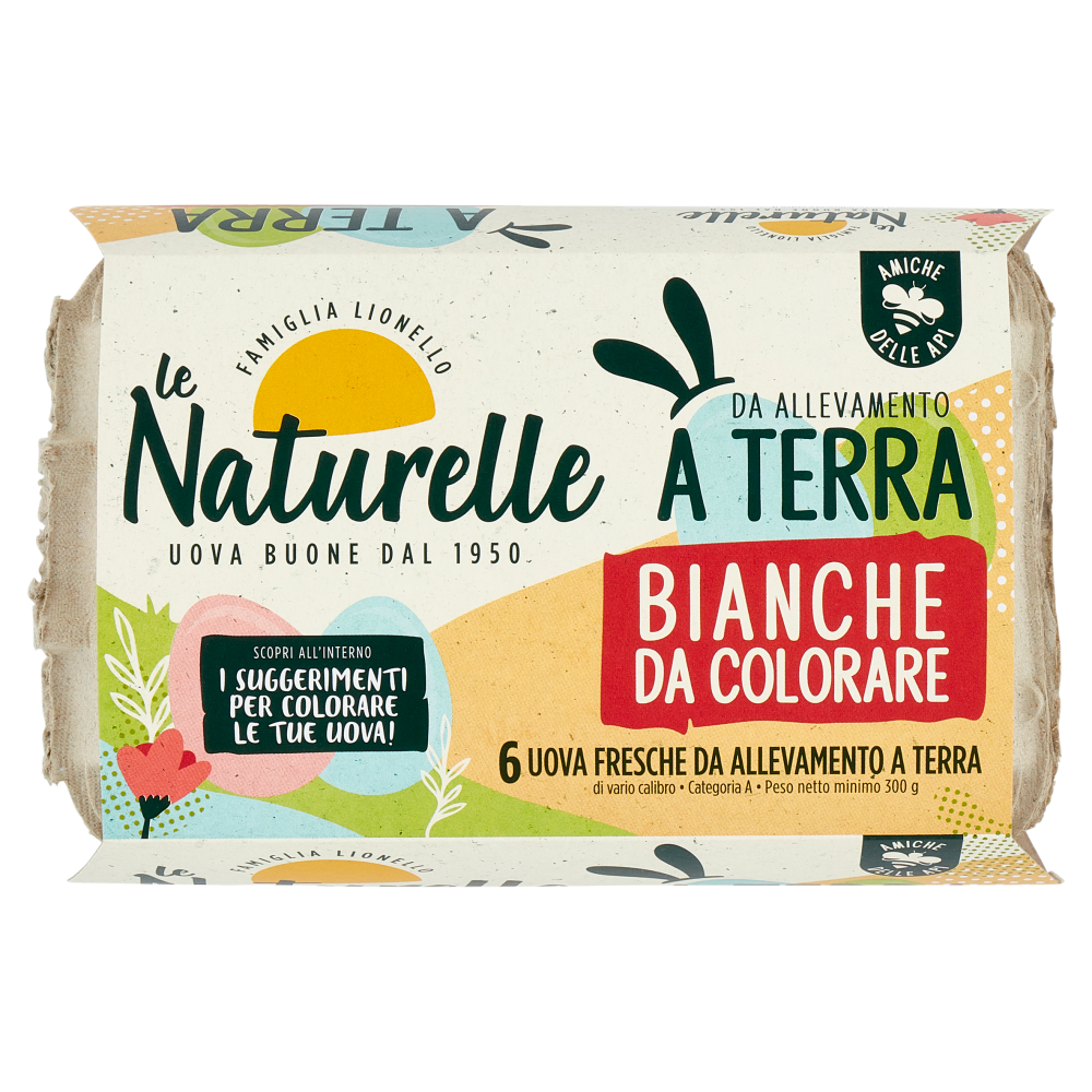 le Naturelle Bianche da Colorare 6 Uova Fresche da Allevamento a Terra 300 g