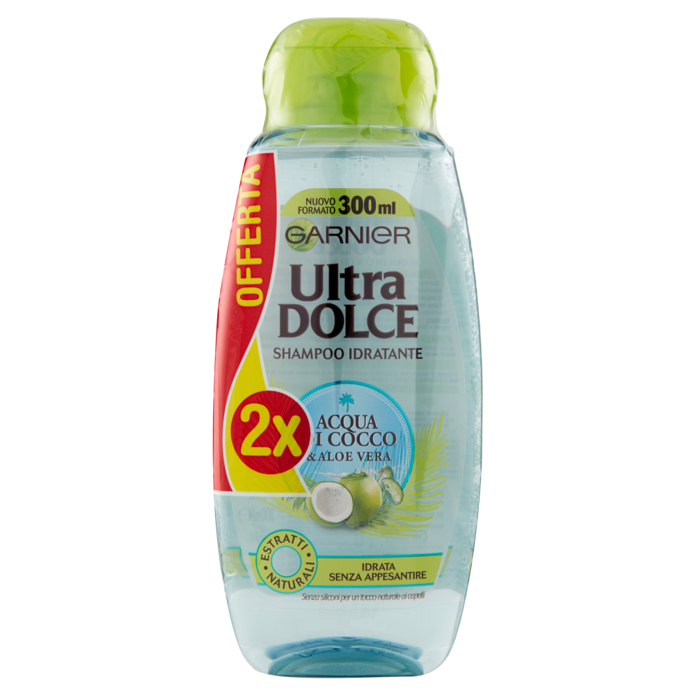 Garnier Shampoo Ultra Dolce Acqua di Cocco e Aloe Vera, Idrata i