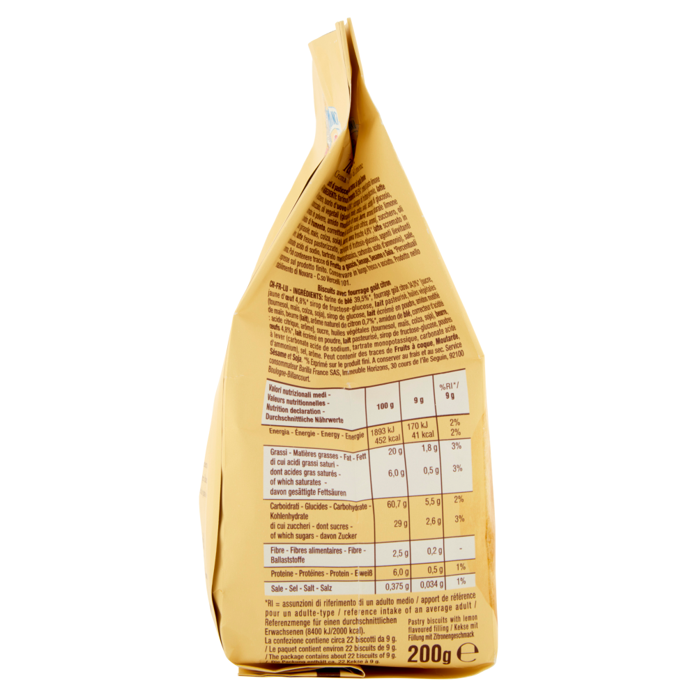 Mulino Bianco Tenerezze Biscotti con Crema al Gusto di Limone 200g