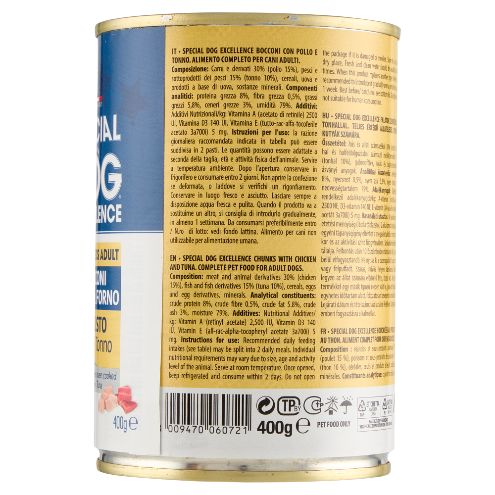 Special Dog Excellence All Breeds Adult Bocconi Cotti al Forno Bigusto Pollo Tonno 400 g