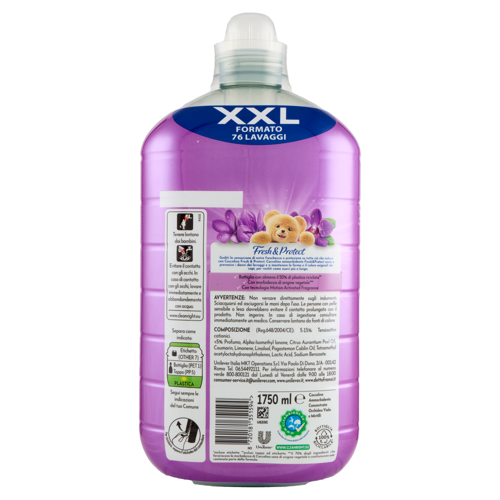 Coccolino Ammorbidente Concentrato Fresh & Protect Orchidea Viola & Mirtilli 76 Lavaggi 1750 ml