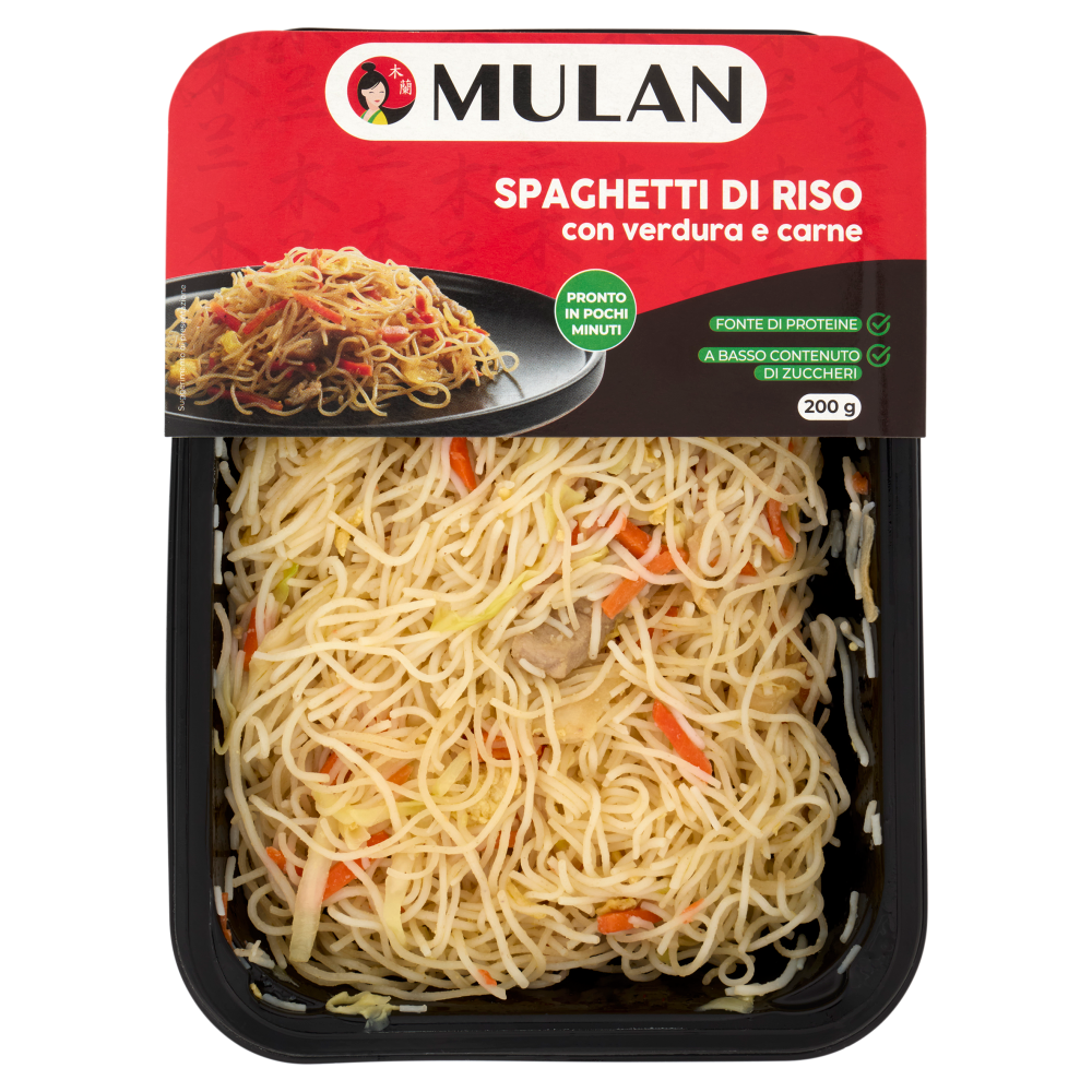 Mulan Spaghetti di Riso con verdura e carne 200 g