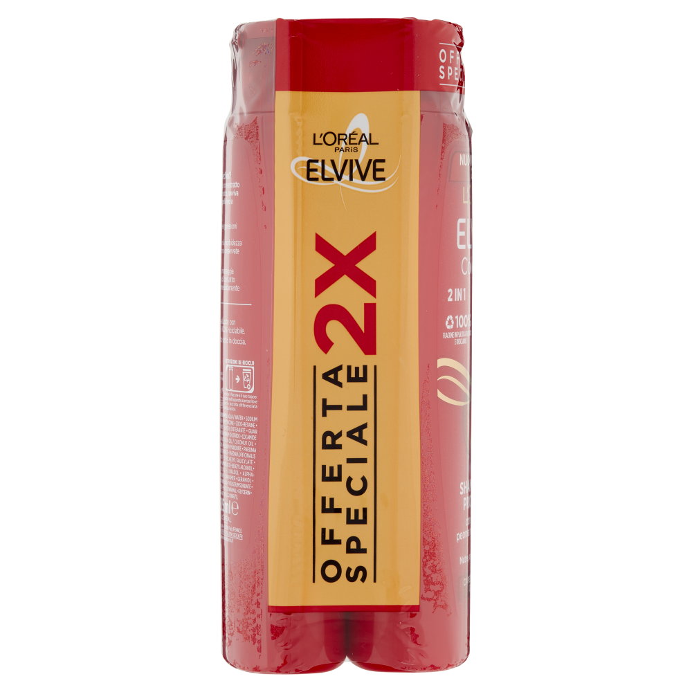 L'Or&eacute;al Paris Shampoo 2in1 Elvive Color Vive, Per Capelli Colorati o con M&egrave;ches, Confezione da 2