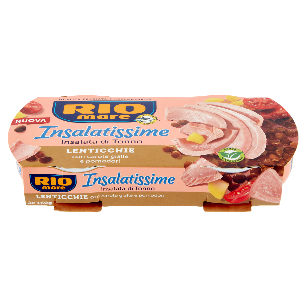 Rio mare Insalatissime Insalata di Tonno Lenticchie con carote gialle e pomodori 2 x 160 g