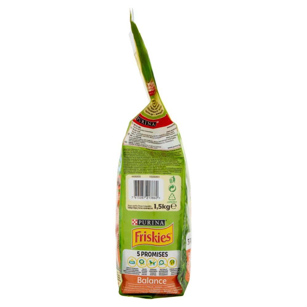 PURINA FRISKIES Cane Balance con un gustoso mix di Pollo e Manzo e con verdure 1,5 kg
