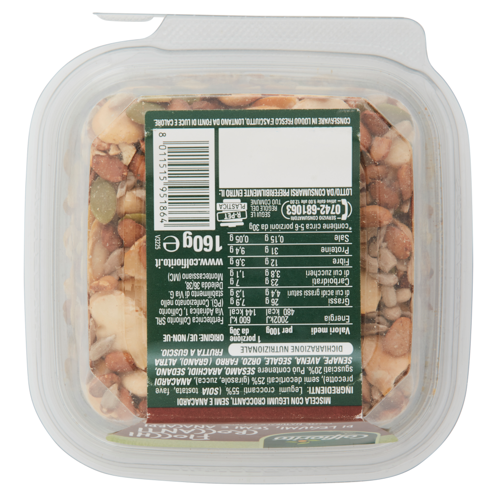 Colfiorito #Mordi la Natura Mix con Fiocchi Croccanti di Legumi, Semi e Anacardi 160 g