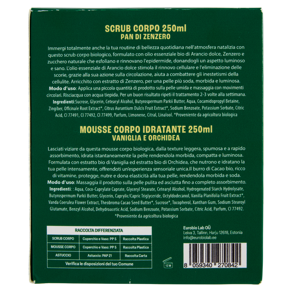 organic shop Scrub Corpo Pan di Zenzero 250 ml + Mousse Corpo Vaniglia e Orchidea 250 ml