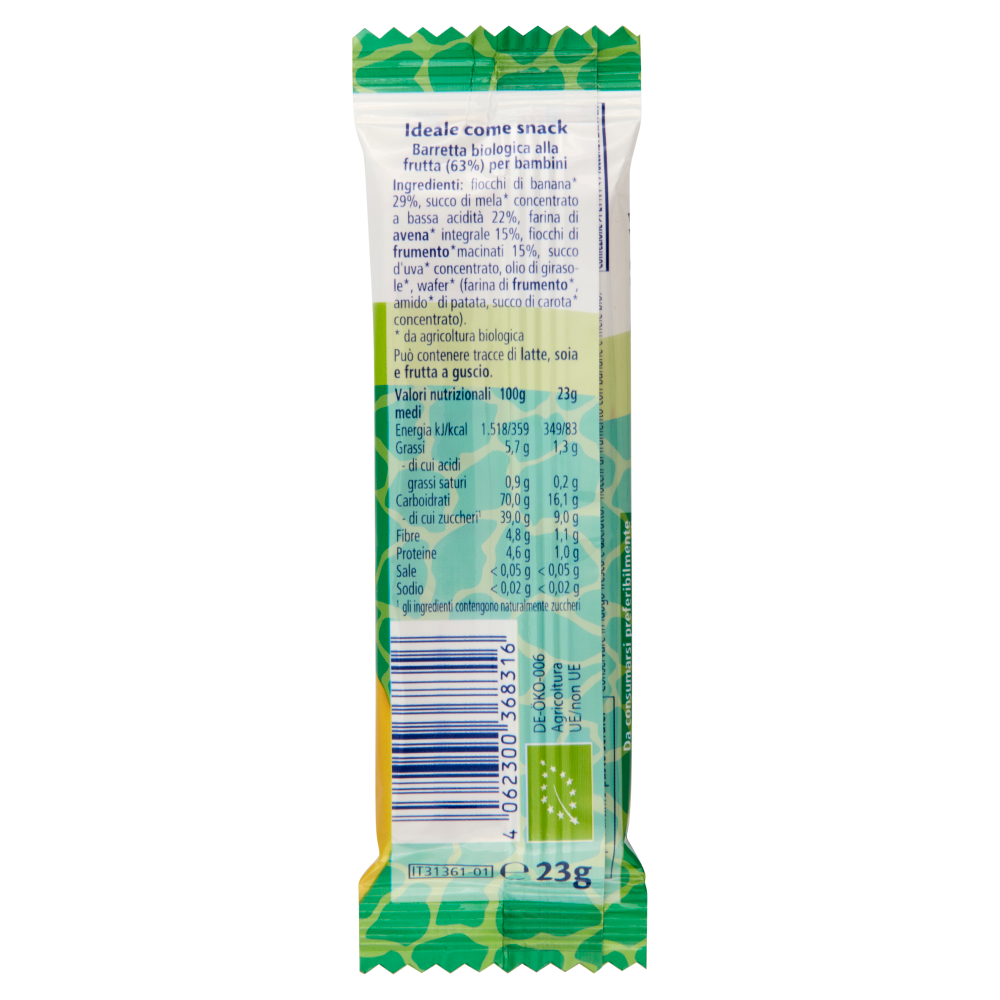 HiPP Biologico Barretta alla Frutta Mela, banana e cereali 23 g