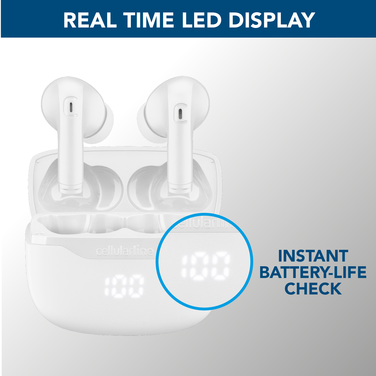 Cellularline Key Auricolari TWS Bluetooth custodia di ricarica e display led